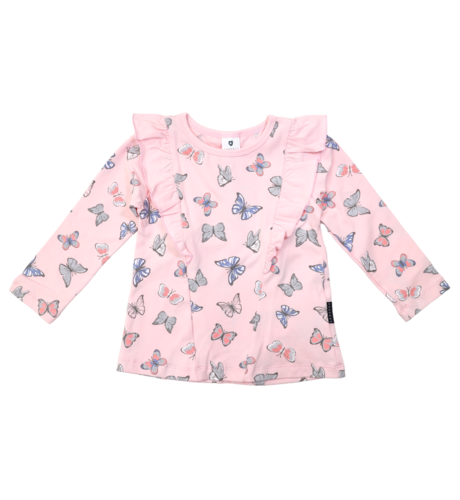 Korango Butterfly L/S Tee W Frill - Fairytale Pink