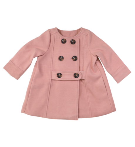 Korango Dbl Breasted Satin Lined Overcoat - Dusty Pink