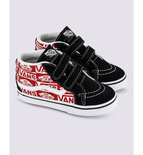 Vans Toddler Sk8-Mid Velcro Logo - Black/Racing Red