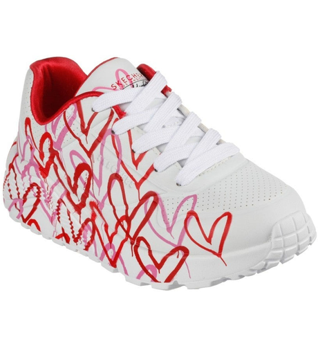 Skechers Kids Uno Lite - Spread The Joy - Wht/Red/Pink