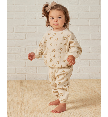 Quincy Mae Waffle Slouch Set - Honey Flower