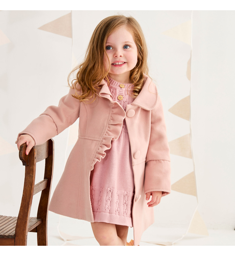 Korango Faux Wool Collared Overcoat - Dusty Pink