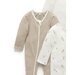 Purebaby 4 Pk L/S Zip Growsuit - Vanilla Wattle Bee