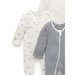 Purebaby 4 Pk L/S Zip Growsuit - Vanilla Nautical