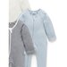 Purebaby 4 Pk L/S Zip Growsuit - Vanilla Nautical