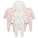 Purebaby 4 Pk L/S Zip Growsuit - Vanilla Blossom