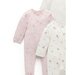 Purebaby 4 Pk L/S Zip Growsuit - Vanilla Blossom