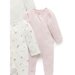 Purebaby 4 Pk L/S Zip Growsuit - Vanilla Blossom