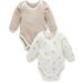 Purebaby Easy Neck L/S Bodysuit 2 Pk - Vanilla Wattle Bee