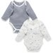 Purebaby Easy Neck L/S Bodysuit 2 Pk - Vanilla Nautical