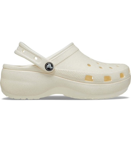 Crocs Classic Platform Glitter Clog - Chalk