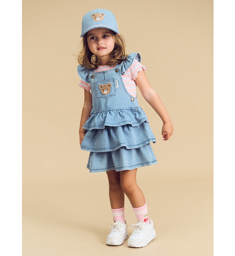 Huxbaby Huxbear Knit Denim Frill Pinafore