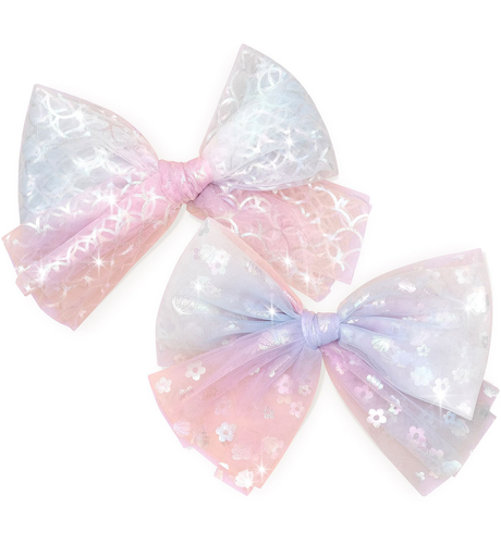 Huxbaby Daisy Seashell Tulle 2Pk Hair Bow