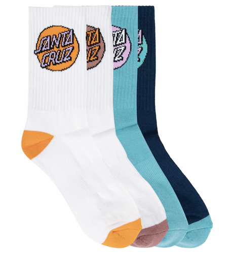 Santa Cruz Other Dot Crew Sock 4Pk (Womens 6-10) - Wht/Jade/Blu