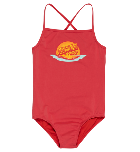 Santa Cruz Sunrise Dot Front Swimsuit - Rose