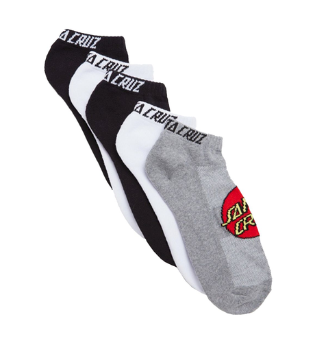 Santa Cruz Classic Dot Ankle Sock 5Pk (Mens 7-11) - Blk/Gr/Wht