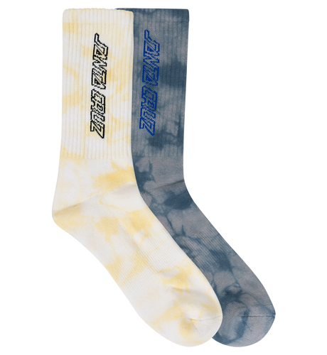 Santa Cruz Solid Strip Hollow Crew Sock 2Pk (Mens 7-11) - Yell/Slate Tie Dye