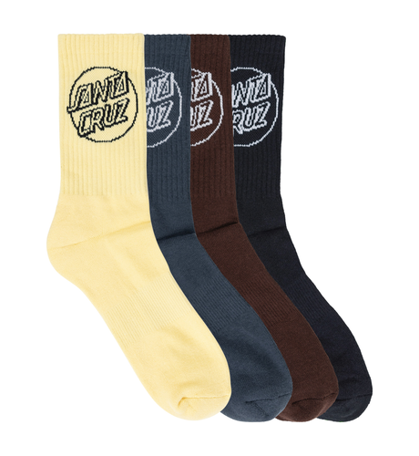 Santa Cruz Opus Dot Crew Sock 4Pk (Mens 7-11) - Slate/Brn/Yell