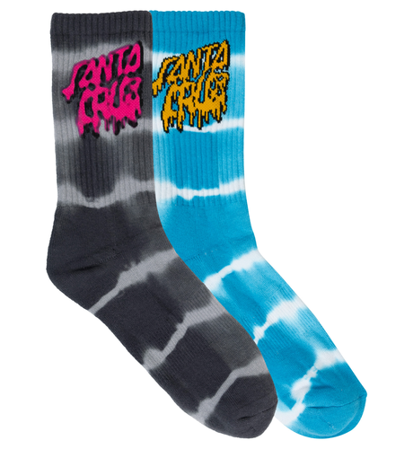 Santa Cruz Rad Stack Crew Sock 2pk (Yth 2-8) - Turq/Blk