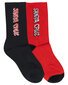 Santa Cruz Screaming Wave Strip Crew Sock 2Pk (Yth 2-8) - Blk/Red