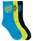 Santa Cruz Vivid Dot Mono Crew Sock 3pk (Yth 2-8) - Navy/Lime/Turq