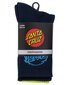 Santa Cruz Vivid Dot Mono Crew Sock 3pk (Yth 2-8) - Navy/Lime/Turq