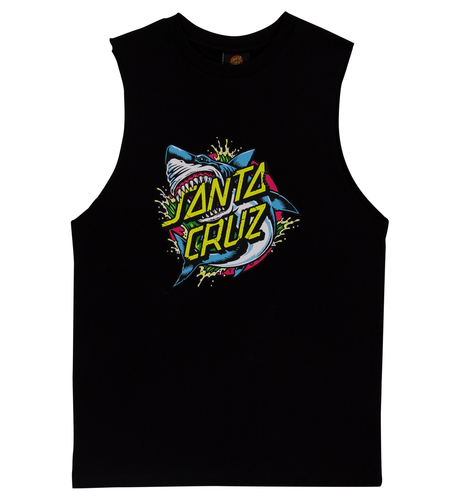 Santa Cruz Shark Dot Front Muscle Tee - Black