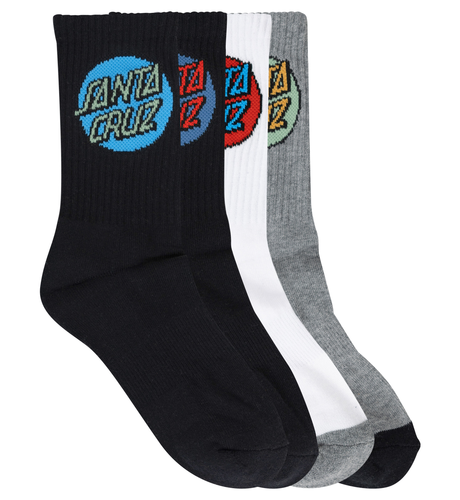 Santa Cruz Other Dot Crew Sock 4pk (Yth 2-8) - Blk/Wht/GrMrl