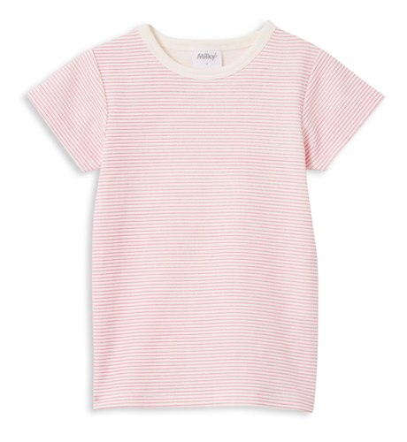 Milky Pink Stripe Rib S/S Tee