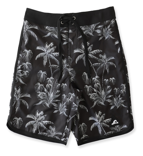 Hello Stranger Palm Trees Long Board Short - Black