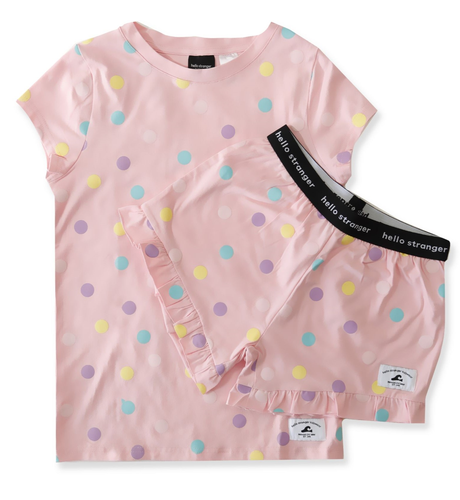 Hello Stranger Girls Summer PJs - Pink Dot