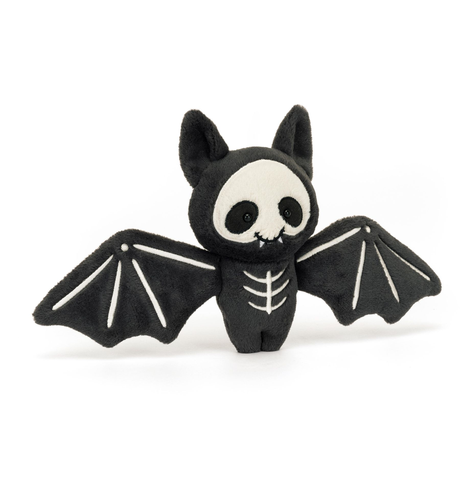 Jellycat Skelebat Jim Black & White