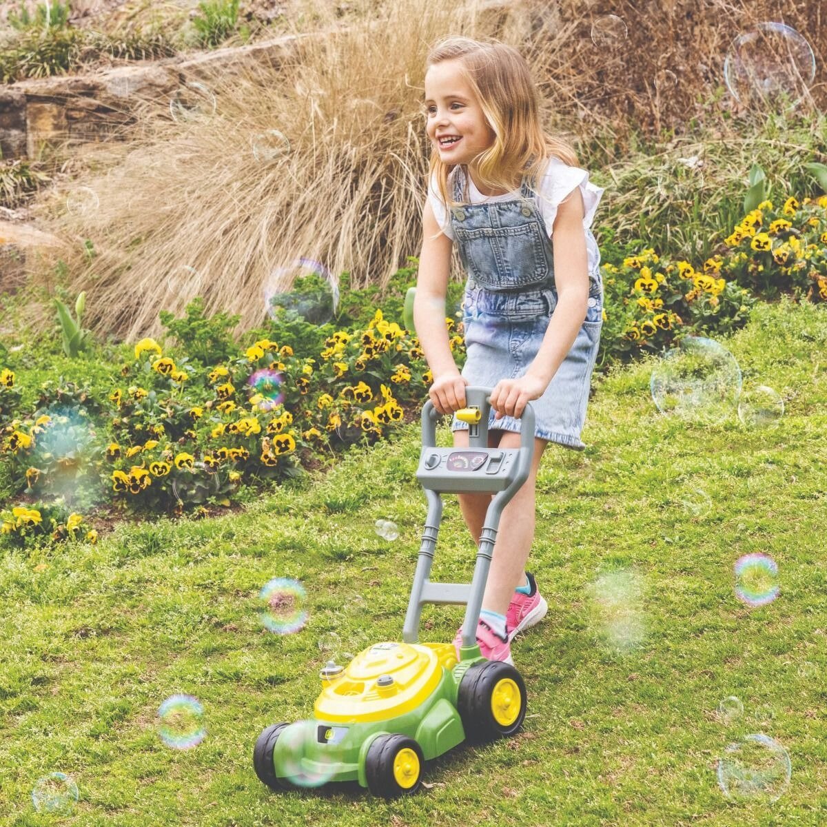 John Deere Bubble Go Mower PLAY Outdoor Toys Kids Clothing NZ Shop Online Kid Republic John Deere