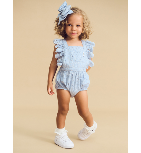 Huxbaby Broderie Frill Playsuit - Indigo