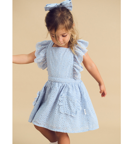 Huxbaby Broderie Ruffle Dress - Indigo