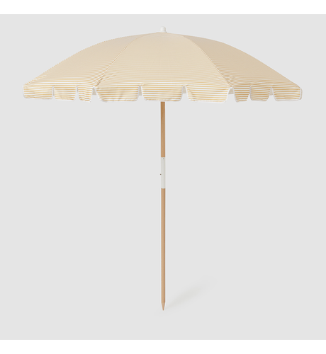 Sunnylife Beach Umbrella Mango Bay - Golden Mustard Stripe