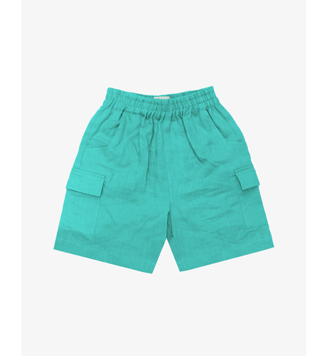 The Girl Club Teal Linen Cargo Shorts