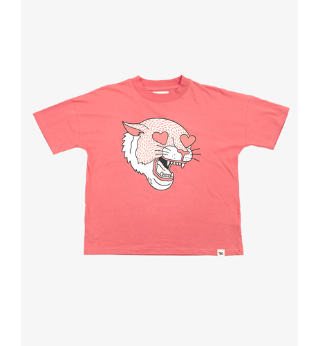 The Girl Club Coral Leopard Heart Relaxed Tee