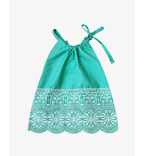 The Girl Club Teal Border Embroidery Dress