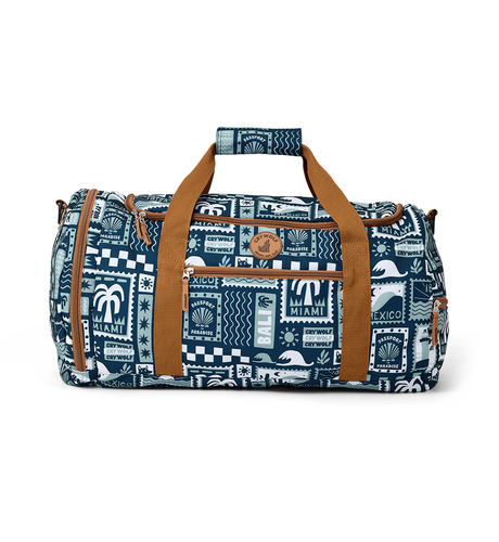 Crywolf Packable Duffel Bag - Blue Postcards