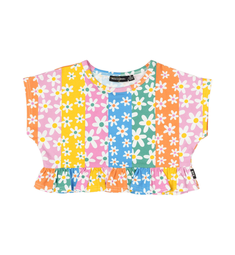 Rock Your Kid Floral Stripes Frill Top