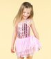 Rock Your Kid Pink Stripe Sequin Tulle Leotard Dress