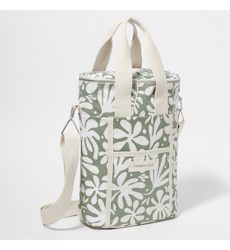 Sunnylife Canvas Drinks Cooler Bag The Vacay - Olive