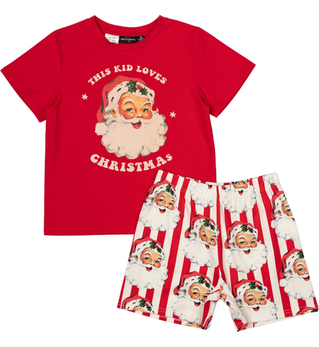 Rock Your Kid Santa Stripe PJ Set