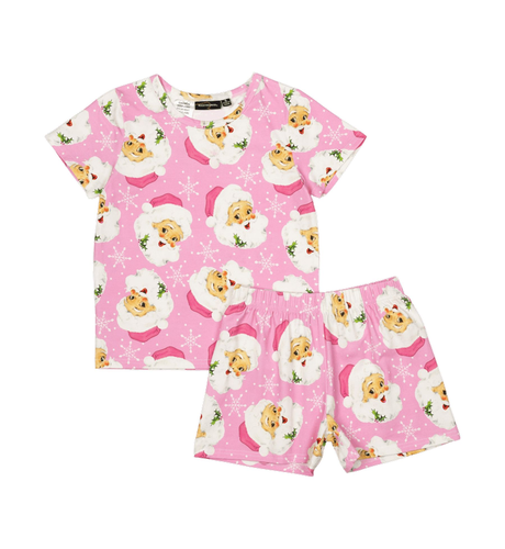 Rock Your Kid Pink Retro Santa PJ Set