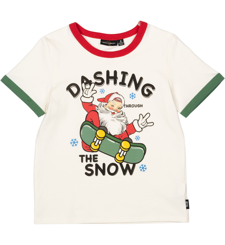 Rock Your Kid Dashing Through The Snow Ringer Tee