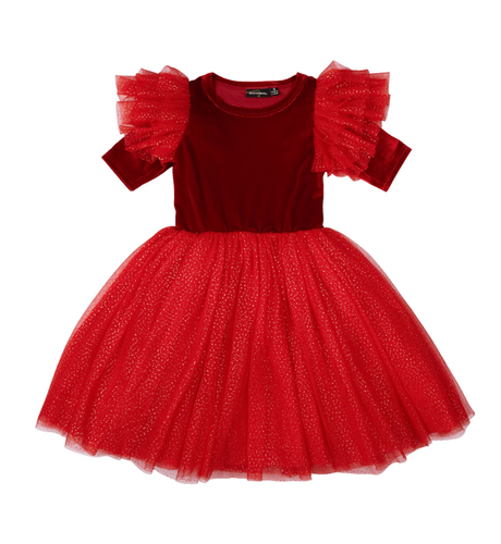 Rock Your Kid Red Velvet Sparkle Party Dress