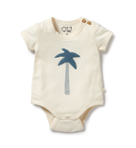 Wilson & Frenchy Blue Palm Organic Bodysuit