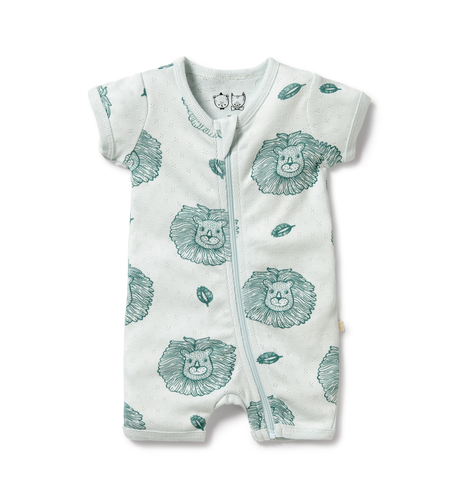 Wilson & Frenchy Little Lion Organic Pointelle Boyleg Zipsuit