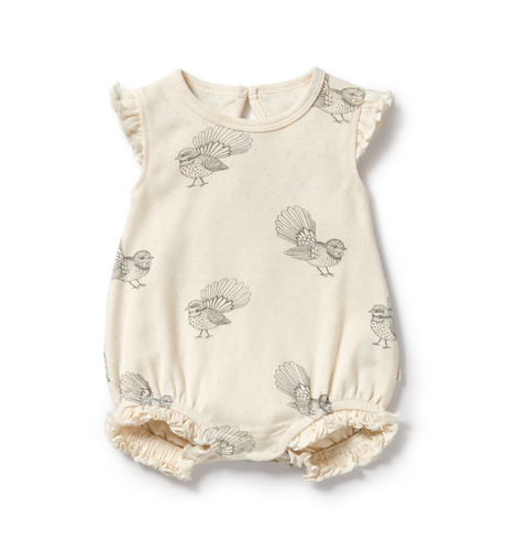 Wilson & Frenchy Little Fantail Organic Pointelle Ruffle Growsuit